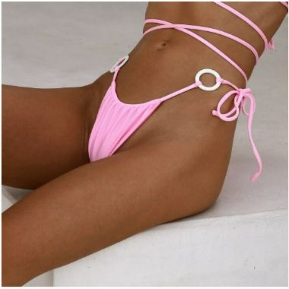 VDM The Label Revolve Pink Swimwear‎ Adjustable String Bikini Bottoms Small - Picture 4 of 13